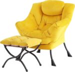 Tiita Modern Large Accent Chair with Ottoman, Comfy Leisure Sofa Armchair with Footrest, Reading Chair for Bedroom, Living Room, Dorm Rooms, Garden Dark Grey - Image 27