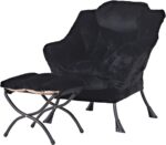 Tiita Modern Large Accent Chair with Ottoman, Comfy Leisure Sofa Armchair with Footrest, Reading Chair for Bedroom, Living Room, Dorm Rooms, Garden Dark Grey - Image 29