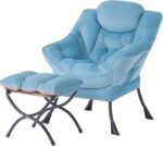 Tiita Modern Large Accent Chair with Ottoman, Comfy Leisure Sofa Armchair with Footrest, Reading Chair for Bedroom, Living Room, Dorm Rooms, Garden Dark Grey - Image 19