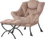 Tiita Modern Large Accent Chair with Ottoman, Comfy Leisure Sofa Armchair with Footrest, Reading Chair for Bedroom, Living Room, Dorm Rooms, Garden Dark Grey - Image 23