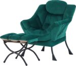 Tiita Modern Large Accent Chair with Ottoman, Comfy Leisure Sofa Armchair with Footrest, Reading Chair for Bedroom, Living Room, Dorm Rooms, Garden Dark Grey - Image 31