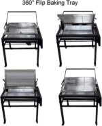 Flipping Charcoal Grill with Wheels, 360° Rotating BBQ Cooking Grid Stand-up Grills, Heavy Duty Square Outdoor Detachable Portable Grillfor Camping Garden Commercial Barbeque - Image 5