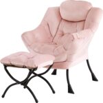 Tiita Modern Large Accent Chair with Ottoman, Comfy Leisure Sofa Armchair with Footrest, Reading Chair for Bedroom, Living Room, Dorm Rooms, Garden Dark Grey - Image 25