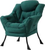 Tiita Modern Large Accent Chair with Ottoman, Comfy Leisure Sofa Armchair with Footrest, Reading Chair for Bedroom, Living Room, Dorm Rooms, Garden Dark Grey - Image 3