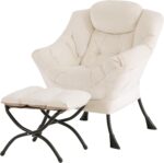 Tiita Modern Large Accent Chair with Ottoman, Comfy Leisure Sofa Armchair with Footrest, Reading Chair for Bedroom, Living Room, Dorm Rooms, Garden Dark Grey - Image 11
