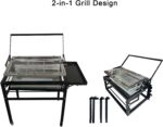 Flipping Charcoal Grill with Wheels, 360° Rotating BBQ Cooking Grid Stand-up Grills, Heavy Duty Square Outdoor Detachable Portable Grillfor Camping Garden Commercial Barbeque - Image 3