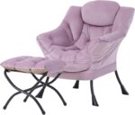 Tiita Modern Large Accent Chair with Ottoman, Comfy Leisure Sofa Armchair with Footrest, Reading Chair for Bedroom, Living Room, Dorm Rooms, Garden Dark Grey - Image 14