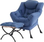 Tiita Modern Large Accent Chair with Ottoman, Comfy Leisure Sofa Armchair with Footrest, Reading Chair for Bedroom, Living Room, Dorm Rooms, Garden Dark Grey - Image 16