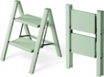 HillhutApex 3 Step Ladder, Lightweight Portable 3 Step Stool with Anti-Slip Wide Pedal, 330lbs Capacity Aluminum Ladder for Household,Office,Kitchen(Orange) - Image 10