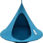 Single Cacoon Hanging Chair – Cozy Indoor/Outdoor Hammock with Polyester Canvas, 440 lb Capacity, Includes 18ft Rope & Carabiner (Bayou Breeze)