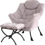 Tiita Modern Large Accent Chair with Ottoman, Comfy Leisure Sofa Armchair with Footrest, Reading Chair for Bedroom, Living Room, Dorm Rooms, Garden Dark Grey - Image 32