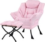 Tiita Modern Large Accent Chair with Ottoman, Comfy Leisure Sofa Armchair with Footrest, Reading Chair for Bedroom, Living Room, Dorm Rooms, Garden Dark Grey - Image 20