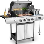 Electactic G41 Pro Gas Grill,Heavy-Duty Stainless Steel BBQ Grill,4 Burner Gas Grill with Side Burner,42000 BTU Propane Grill for Outdoor Cooking,Barbecue,Garden and Patio Backyard