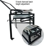 Flipping Charcoal Grill with Wheels, 360° Rotating BBQ Cooking Grid Stand-up Grills, Heavy Duty Square Outdoor Detachable Portable Grillfor Camping Garden Commercial Barbeque - Image 4