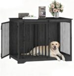 31.9" Dog Crate Furniture with Barn Door, Heavy Duty Dog Kennel Indoor with 2 Doors, Wooden Pet Cage End Table for Small Medium Dogs up to 44 lb, Anti-Chew Anti-Escape, Black DFC83604B - Image 3