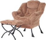 Tiita Modern Large Accent Chair with Ottoman, Comfy Leisure Sofa Armchair with Footrest, Reading Chair for Bedroom, Living Room, Dorm Rooms, Garden Dark Grey - Image 13