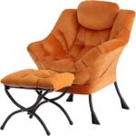 Tiita Modern Large Accent Chair with Ottoman, Comfy Leisure Sofa Armchair with Footrest, Reading Chair for Bedroom, Living Room, Dorm Rooms, Garden Dark Grey - Image 9