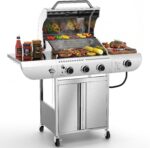 Cowsar Premium Dual-Burner Tabletop Gas Grill | 16,000 BTU Portable Propane Grill with 304 Stainless Steel & Dual Side Shelves – Compact Outdoor BBQ for Patio, Camping, and Backyard Grilling - Image 4