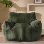 Gericco Giant Plush Bean Bag Chair for Adults with Armrests - Oversized Comfy Green Beanbag Lounge Lazy Floor Sofa Accent Chair for Living Room, Bedroom & Dorm, Cozy Fluffy Single Cloud Mini Couch - Image 11