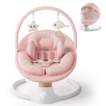 Baby Swings for Infants, FasonBaby Electric Baby Swing with 10 Preset Melodies, 5 Speeds, Remote Control and Bluetooth - Portable Infant Swing for Indoor and Outdoor(Beige)