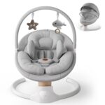 Baby Swings for Infants, FasonBaby Electric Baby Swing with 10 Preset Melodies, 5 Speeds, Remote Control and Bluetooth - Portable Infant Swing for Indoor and Outdoor(Beige) - Image 4