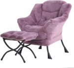 Tiita Modern Large Accent Chair with Ottoman, Comfy Leisure Sofa Armchair with Footrest, Reading Chair for Bedroom, Living Room, Dorm Rooms, Garden Dark Grey - Image 33