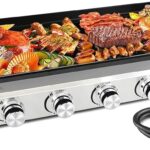 Burner Gas Griddle, 31.88 Inch Outdoor Propane Griddle, Portable Flat Top Grill, Flat Grills Outdoor Cooking, Plancha Para Cocinar, Outdoor BBQ, Camping Tailgating or Picnicking