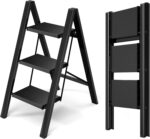 HillhutApex 3 Step Ladder, Lightweight Portable 3 Step Stool with Anti-Slip Wide Pedal, 330lbs Capacity Aluminum Ladder for Household,Office,Kitchen(Orange) - Image 4