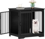 31.9" Dog Crate Furniture with Barn Door, Heavy Duty Dog Kennel Indoor with 2 Doors, Wooden Pet Cage End Table for Small Medium Dogs up to 44 lb, Anti-Chew Anti-Escape, Black DFC83604B - Image 5