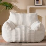 Gericco Giant Plush Bean Bag Chair for Adults with Armrests - Oversized Comfy Green Beanbag Lounge Lazy Floor Sofa Accent Chair for Living Room, Bedroom & Dorm, Cozy Fluffy Single Cloud Mini Couch