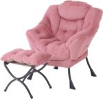 Tiita Modern Large Accent Chair with Ottoman, Comfy Leisure Sofa Armchair with Footrest, Reading Chair for Bedroom, Living Room, Dorm Rooms, Garden Dark Grey - Image 12