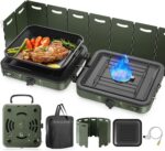 Camping Stove, 2 Burner Propane Stove With Grill,17,000 BTU Camp Stove, Foldable Camping Stove Propane Includes Carry Bag,Windscreen & Grill,Adjustable Burners & Piezo Ignition for Tailgating,BBQ,Camp - Image 2