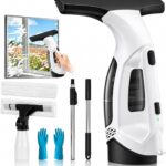Window Vacuum Squeegee Cordless, Window Vacuum Cleaner with 2000Pa Streak-Free Suction, 30–40" Extension Pole, 11-Inch Cleaner Tool for High Windows, Shower Glass, Tiles & Mirrors