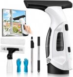 Window Vacuum Squeegee Cordless, Window Vacuum Cleaner with 2000Pa Streak-Free Suction, 30–40" Extension Pole, 11-Inch Cleaner Tool for High Windows, Shower Glass, Tiles & Mirrors