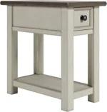Signature Design by Ashley Bolanburg Chairside End Table With Charging Station, Two-Tone Wood Accent Table With Drawer Storage, Plank Top Design for Living Room or Bedroom, Antique White - Image 3
