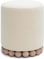 Tov Furniture Dex Cream Upcycled Fabric Ottoman