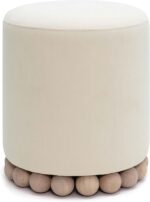 Tov Furniture Dex Cream Upcycled Fabric Ottoman - Image 7