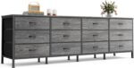 Huuger 70 Inch Dresser for Bedroom, TV Stand for 65, 75, 80 Inch TV, 12 Fabric Drawer Long Dresser, Large Entertainment Center for Bedroom, Wide Chest of Drawer with Storage, Rustic Brown - Image 6