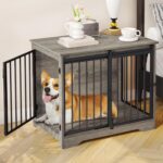 31.9" Dog Crate Furniture with Barn Door, Heavy Duty Dog Kennel Indoor with 2 Doors, Wooden Pet Cage End Table for Small Medium Dogs up to 44 lb, Anti-Chew Anti-Escape, Black DFC83604B - Image 11