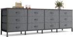 Huuger 70 Inch Dresser for Bedroom, TV Stand for 65, 75, 80 Inch TV, 12 Fabric Drawer Long Dresser, Large Entertainment Center for Bedroom, Wide Chest of Drawer with Storage, Rustic Brown - Image 4