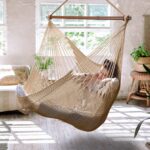 Upgraded Caribbean Hammock Chair with Detachable Metal Bar, Large Hammock Swing Chair, XL Rope Hanging Chair for Outdoor Indoor, 330 LBS Weight Capacity, Burlywood - Image 6