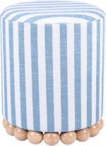 Tov Furniture Dex Cream Upcycled Fabric Ottoman - Image 4