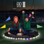48 Inch Tree Swing with LED Light for Kids, 900lbs Flying Saucer Swing, with Adjustable Hanging Straps, for Indoor and Outdoor, Great Gifts for Kids (48INCH)