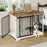 31.9" Dog Crate Furniture with Barn Door, Heavy Duty Dog Kennel Indoor with 2 Doors, Wooden Pet Cage End Table for Small Medium Dogs up to 44 lb, Anti-Chew Anti-Escape, Black DFC83604B - Image 12