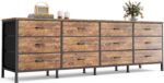 Huuger 70 Inch Dresser for Bedroom, TV Stand for 65, 75, 80 Inch TV, 12 Fabric Drawer Long Dresser, Large Entertainment Center for Bedroom, Wide Chest of Drawer with Storage, Rustic Brown - Image 3