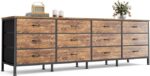 Huuger 70 Inch Dresser for Bedroom, TV Stand for 65, 75, 80 Inch TV, 12 Fabric Drawer Long Dresser, Large Entertainment Center for Bedroom, Wide Chest of Drawer with Storage, Rustic Brown - Image 7