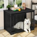 31.9" Dog Crate Furniture with Barn Door, Heavy Duty Dog Kennel Indoor with 2 Doors, Wooden Pet Cage End Table for Small Medium Dogs up to 44 lb, Anti-Chew Anti-Escape, Black DFC83604B - Image 2