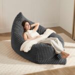 Gericco Giant Plush Bean Bag Chair for Adults with Armrests - Oversized Comfy Green Beanbag Lounge Lazy Floor Sofa Accent Chair for Living Room, Bedroom & Dorm, Cozy Fluffy Single Cloud Mini Couch - Image 5