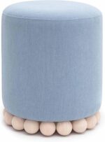 Tov Furniture Dex Cream Upcycled Fabric Ottoman - Image 2