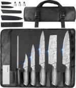 MOSFiATA Kitchen Knife Set, 17 Pcs Japanese Stainless Steel Knife Sets for Kitchen with Block with Knife Sharpening Rod, Dishwasher Safe, Titanium Plated Knife Block Set (Gray) - Image 3